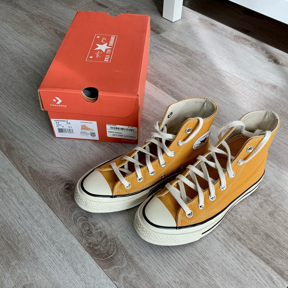 Converse yellow chuck 70 hi sneakers size 5.5 new with box